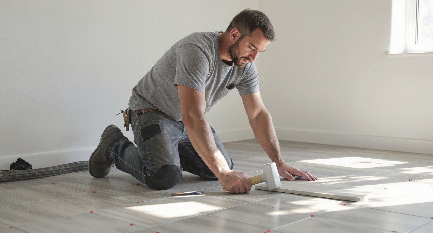 Porcelain wood-look tile flooring in San Diego